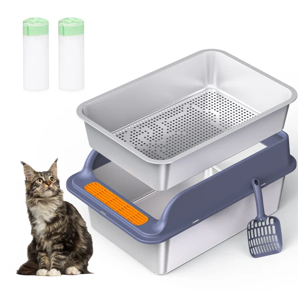 XL Stainless Steel Sifting Cat Litter Box