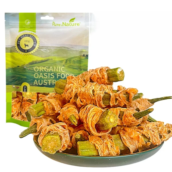 Chicken Wrapped Okra, All Natural Ingredients Treats