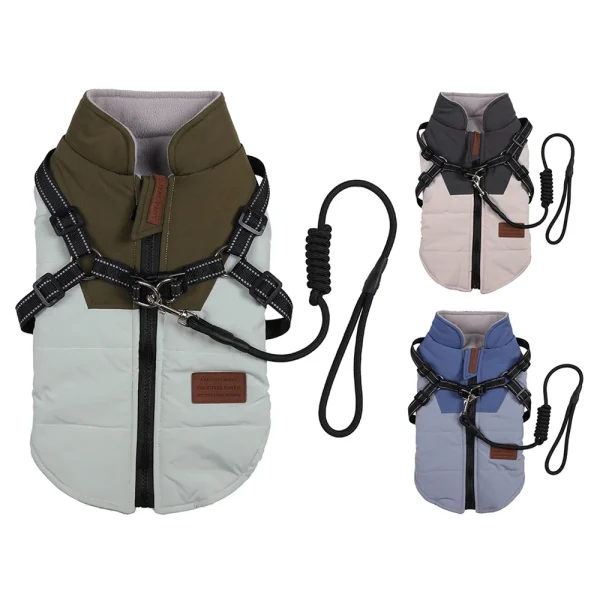 Winter Dog Jacket With Harness Waterproof