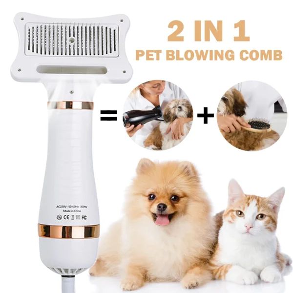 2 in 1 Portable Cat Grooming Brush Low Noise